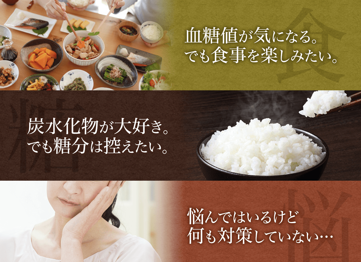 血糖値が気になる。でも食事を楽しみたい。炭水化物が大好き。でも糖分は控えたい。悩んではいるけど何も対策していない・・・