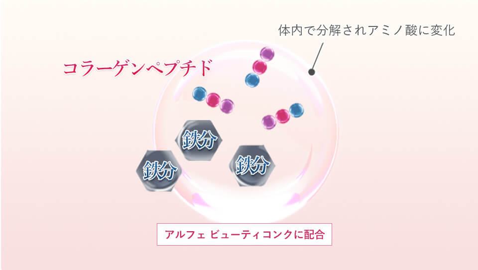 「コラーゲンペプチド」と「鉄分」を配合