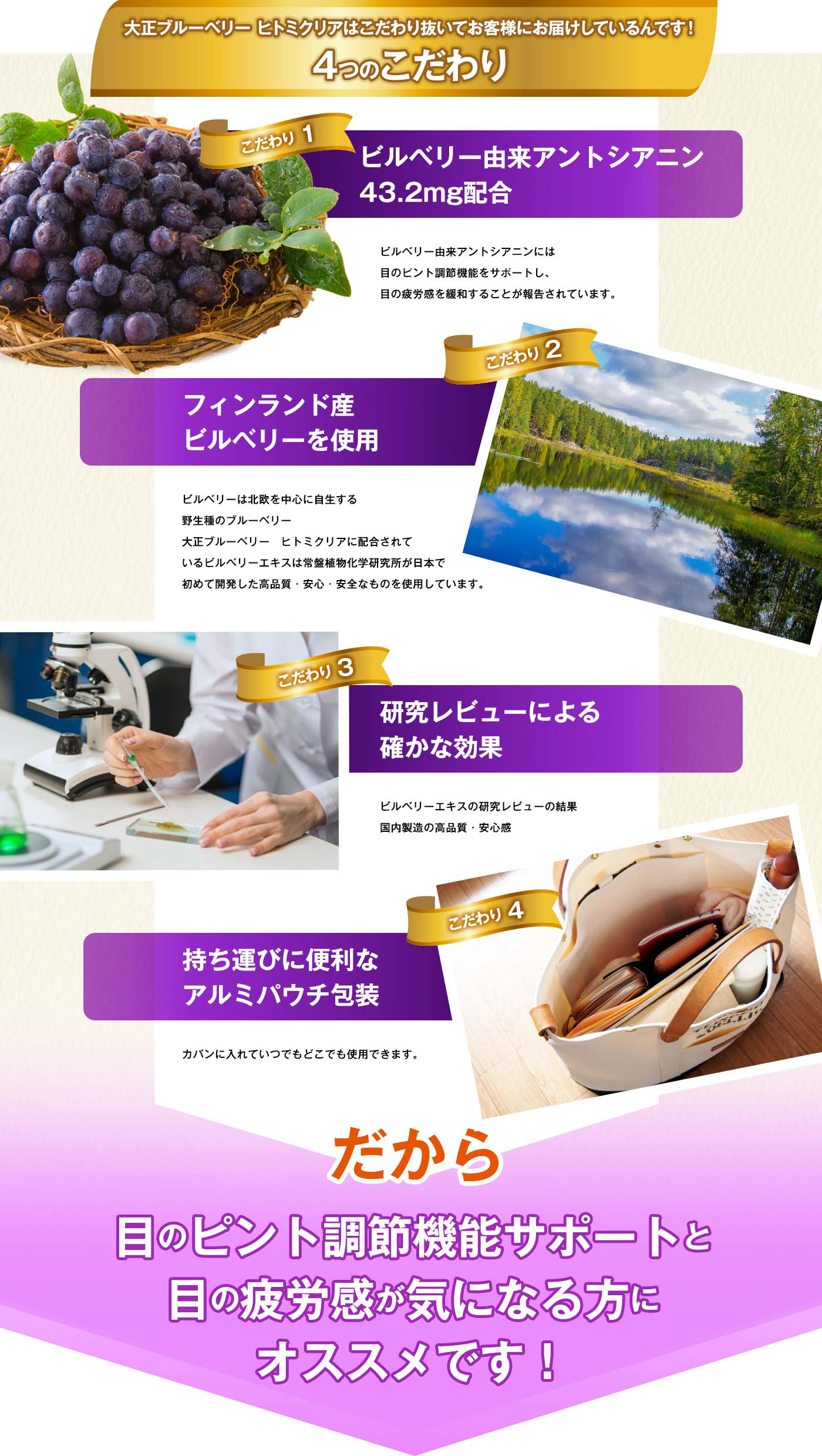 大正ブルーベリー ヒトミクリアはこだわり抜いてお客様にお届けしているんです!4つのこだわり