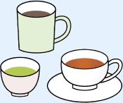 コーヒー、緑茶、紅茶