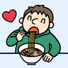 大好きなラーメンを食べる男性