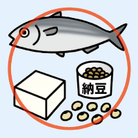 魚、豆腐、納豆　イラスト