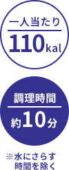 一人当たり:110kal/調理時間:約10分 ※水にさらす時間を除く