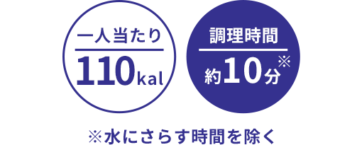一人当たり:110kal/調理時間:約10分 ※水にさらす時間を除く