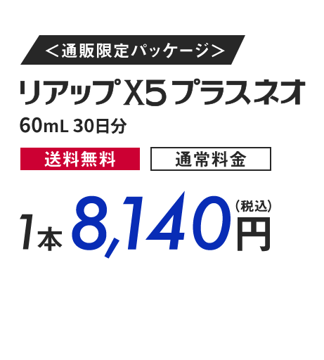 ＜通販限定パッケージ＞リアップX5プラスネオ60mL30日分 送料無料 通常料金 1本8,140円（税込）