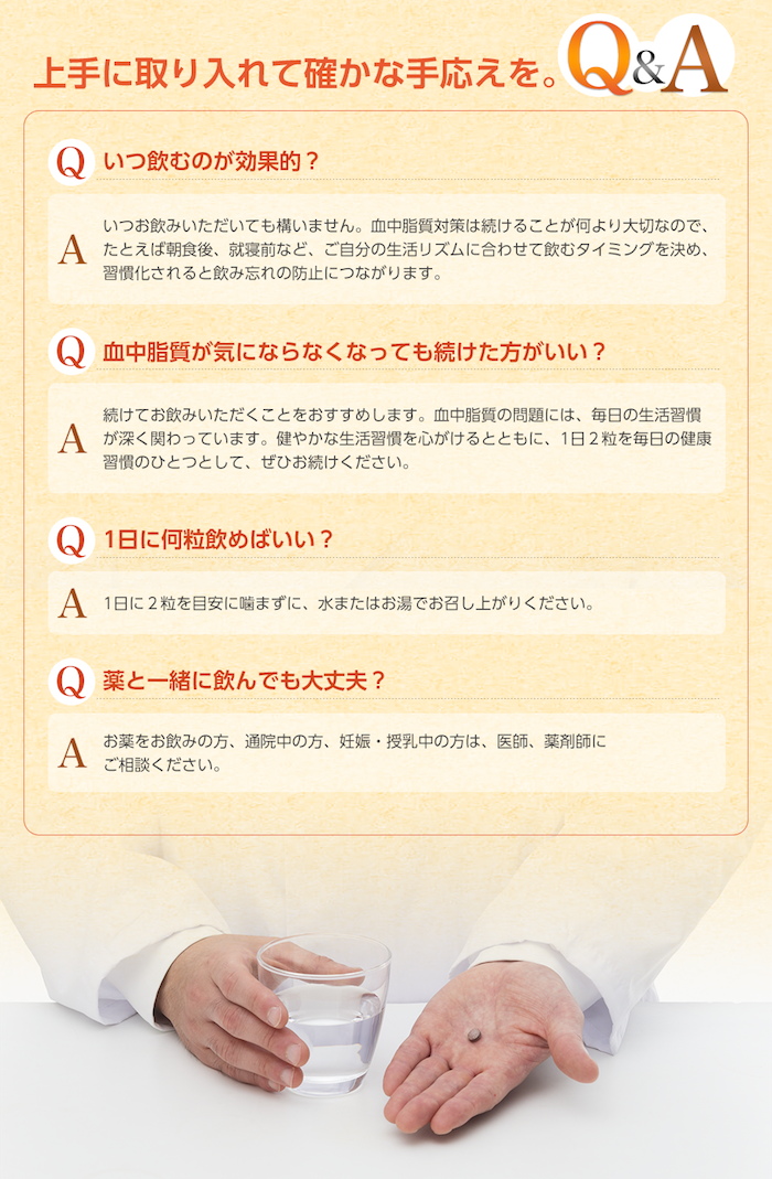 中性脂肪やコレステロールが気になる方のタブレット