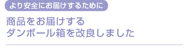 より安全にお届けするために　
          商品をお届けするダンボール箱を改良しました