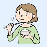 ご飯を食べる女性イラスト