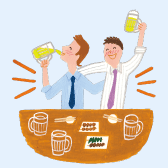 ビールを大量に飲む男性　イラスト