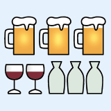 ビール、ワイン、日本酒