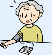 血圧を測る高齢者イラスト