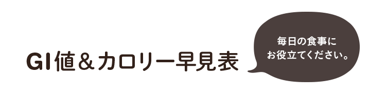 毎日の食事にお役立てください。GI値&カロリー早見表